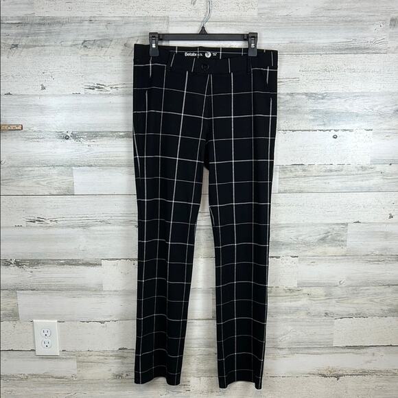 Betabrand Women’s Dress Pants Yoga Pants Classic Bootcut Black Windowpane Medium - Picture 2 of 11